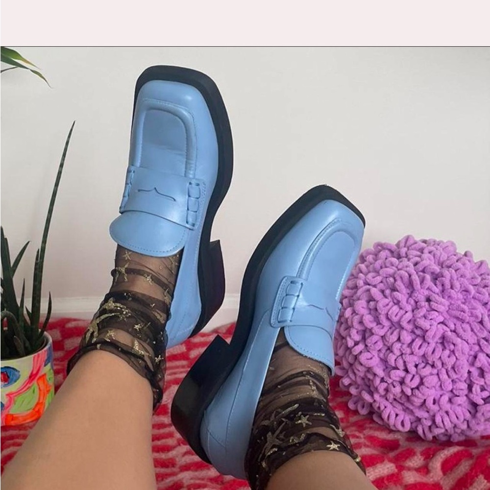Ganni Light Blue Loafers